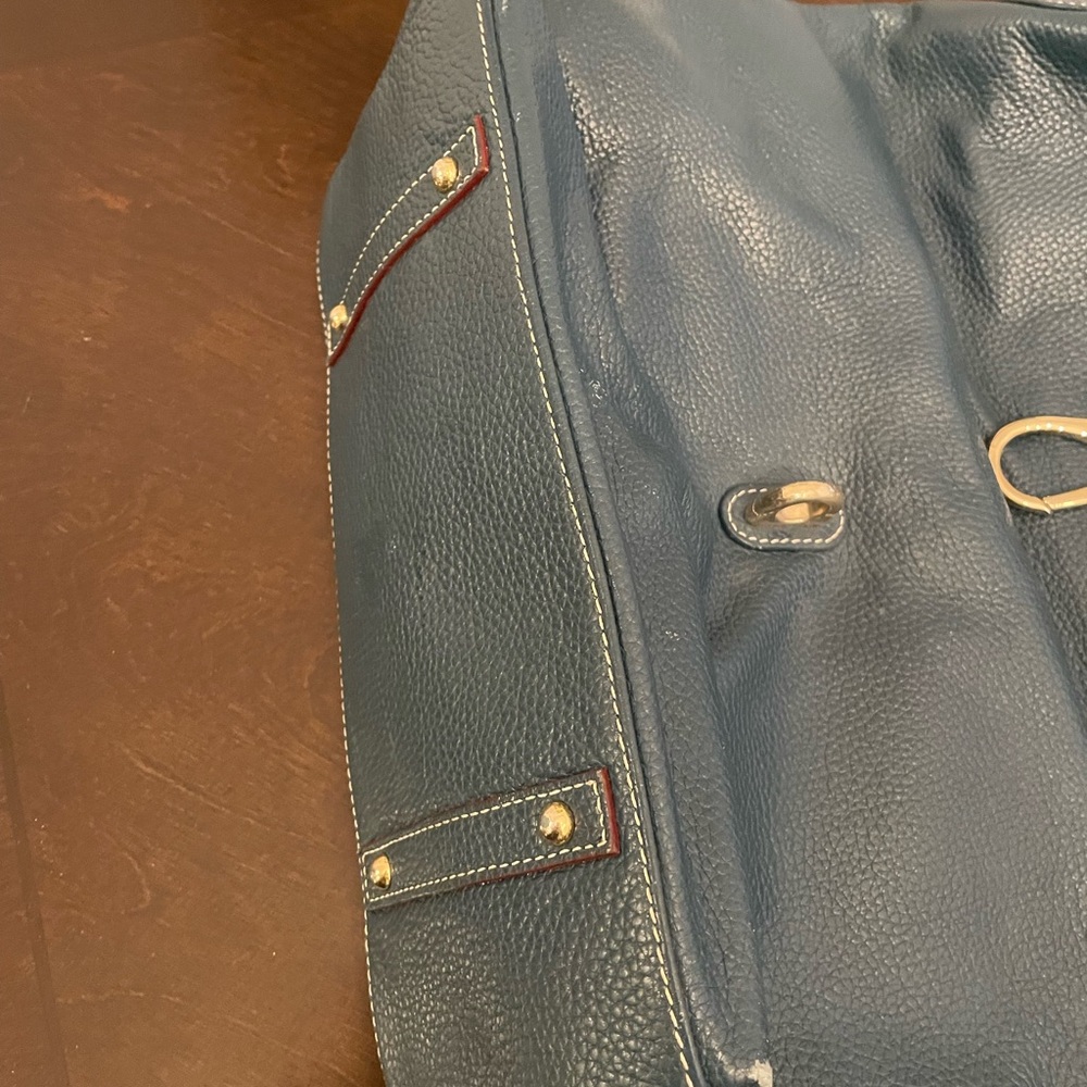 USED Dooney & Bourke Blue Leather Hobo Shoulder Bag with Coin Pouch - Picture 3 of 6